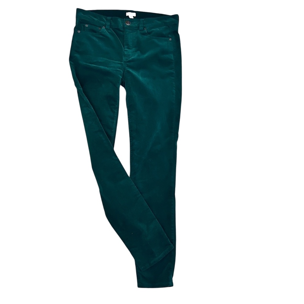 J Crew Velvet Green Stretch Skinny Jeans  Size 28